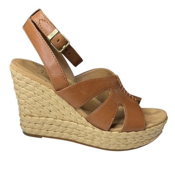 UGG Careena Wedge Heeled Sandals Chestnut Leather - Picture 6 of 10